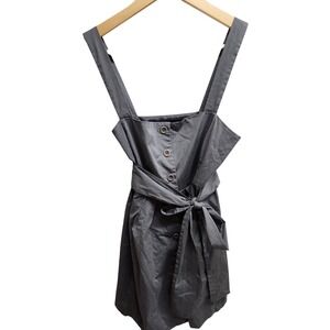 Theory Women's Gray Button Front Tie Waist Dress Size 4 Cotton‎ Blend